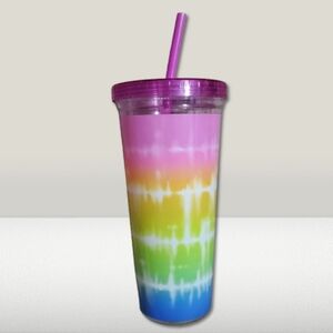 30 oz Colorful Tie-Dye Tumbler with Straw New Unwashed Unused No Tag